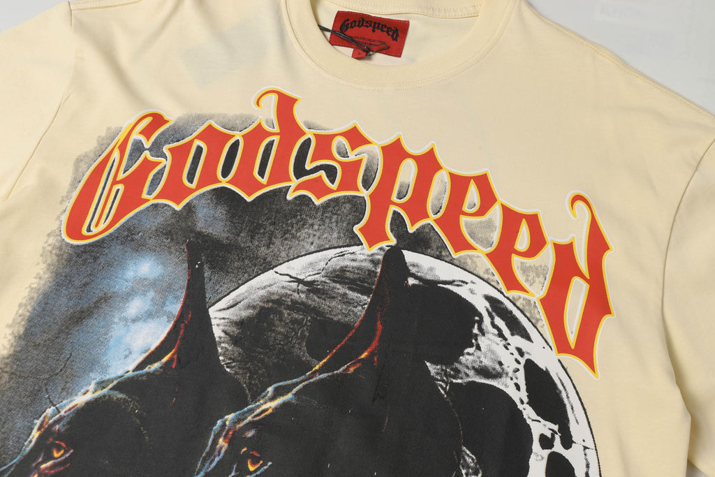 Godspeed Doberman Moon Short‑Sleeve T‑Shirt (Cream)