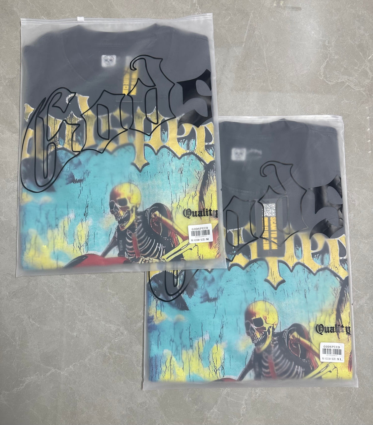 Godspeed Skeleton Jet‑Ski Summer Vintage Short‑Sleeve Tee (Washed Black)