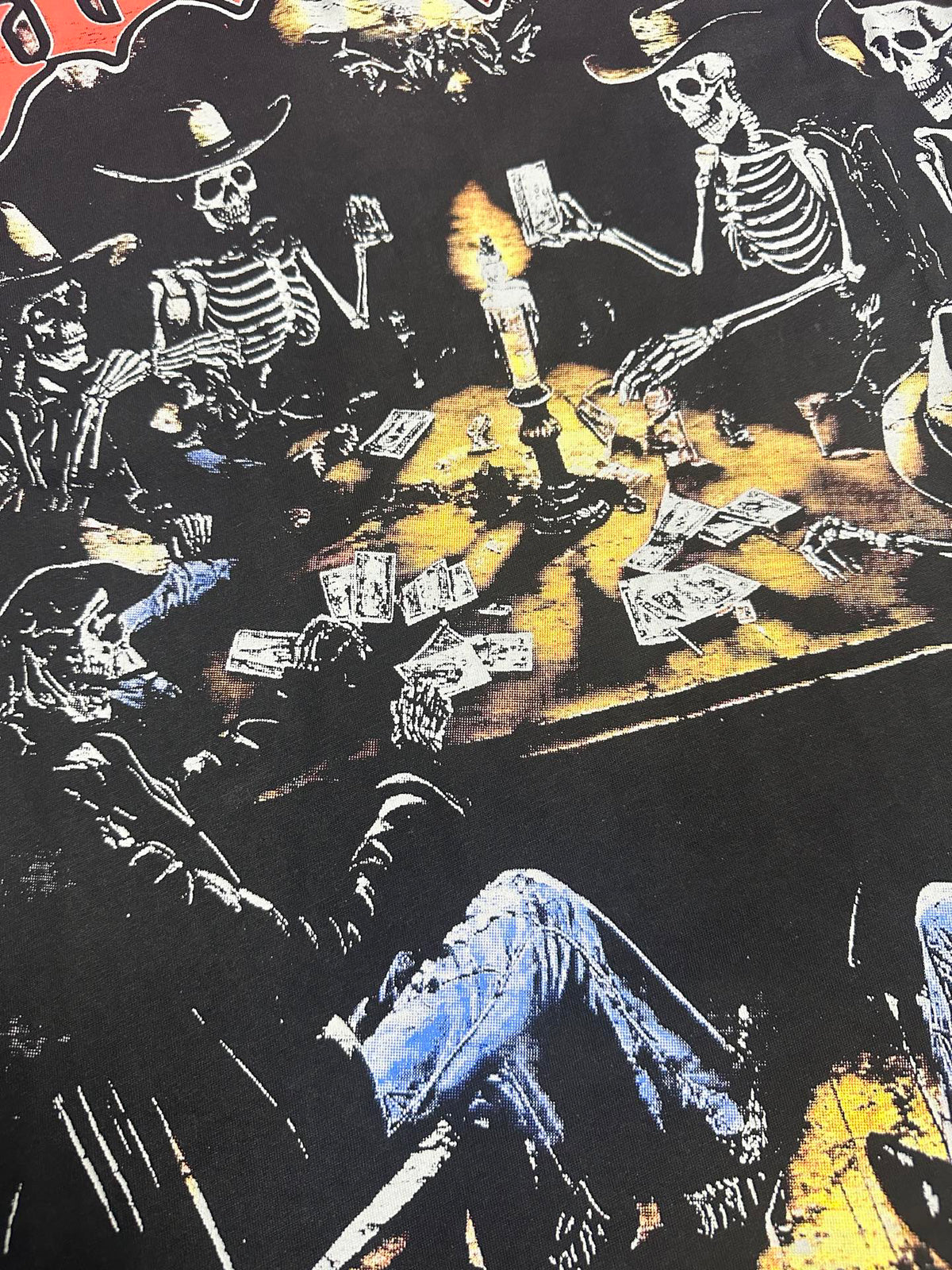 Godspeed Skeleton Cowboys Poker Game Vintage Short‑Sleeve Tee (Purple)