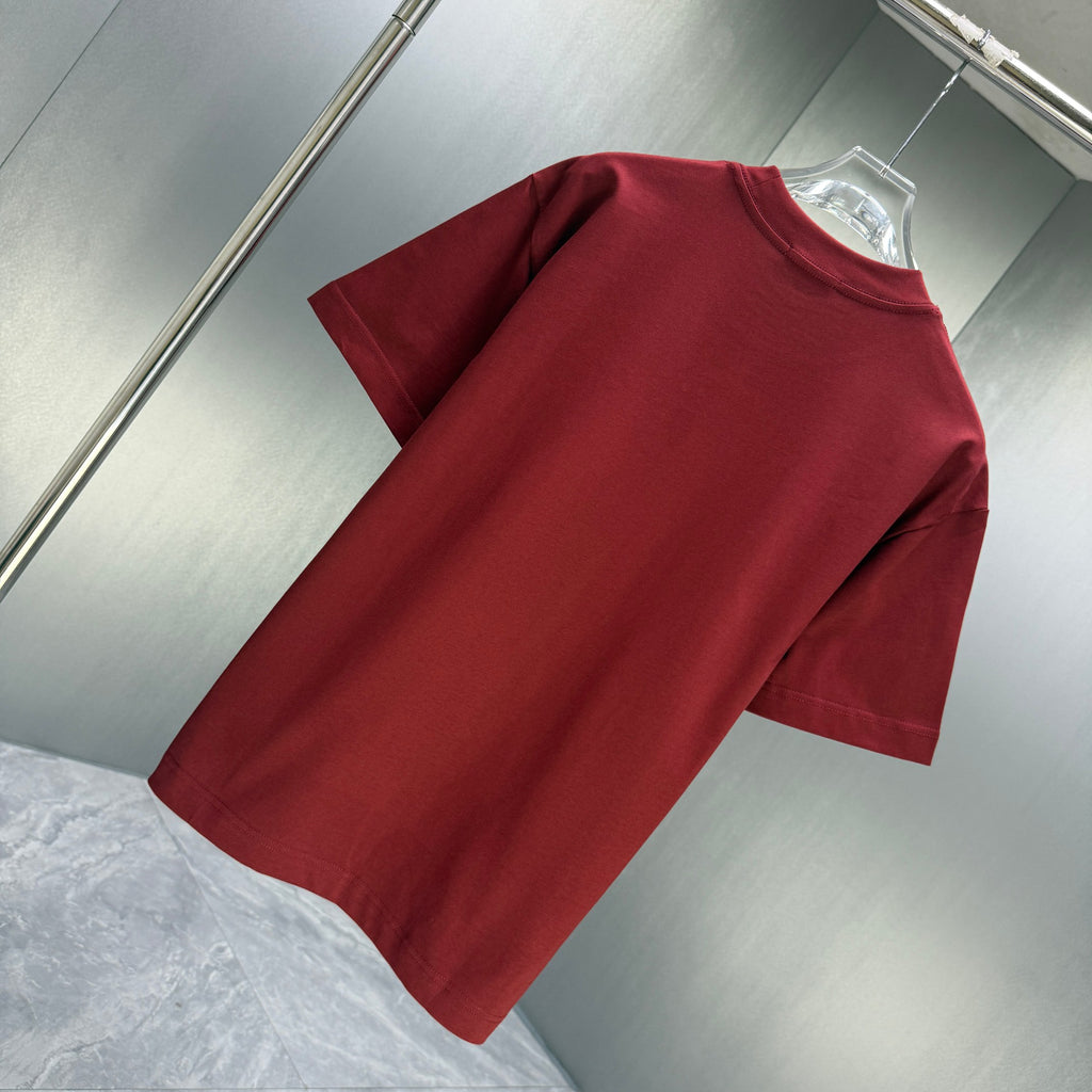 Moncler Oversized Circle Logo T-Shirt Burgundy
