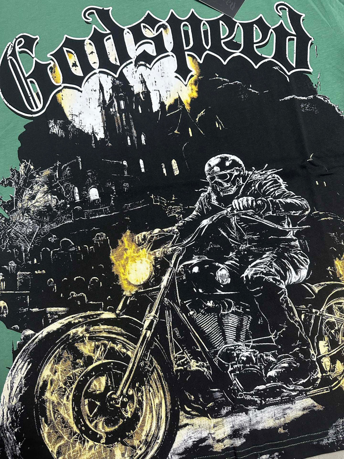 Godspeed Ghost Rider Castle Short Sleeve Tee (Forest Green)