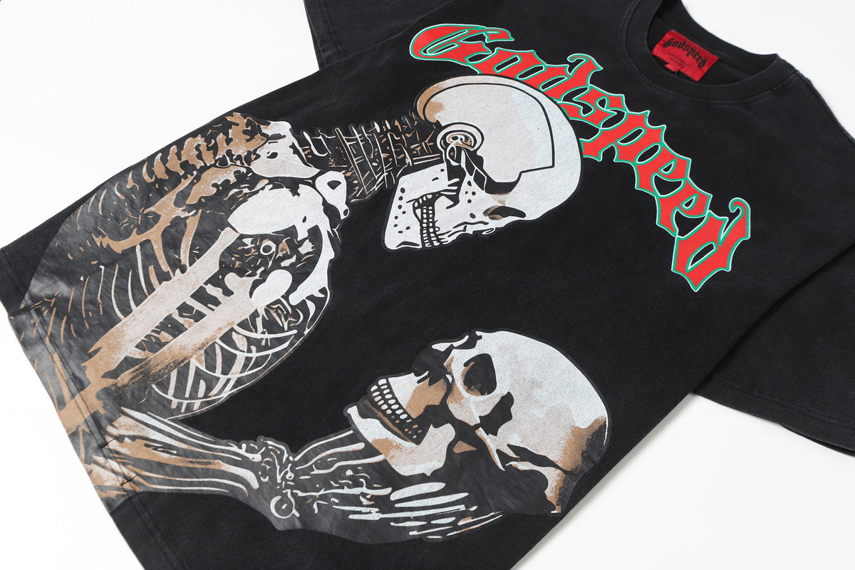 Godspeed Dual Skull Cyborg Confrontation Black Graphic Tee