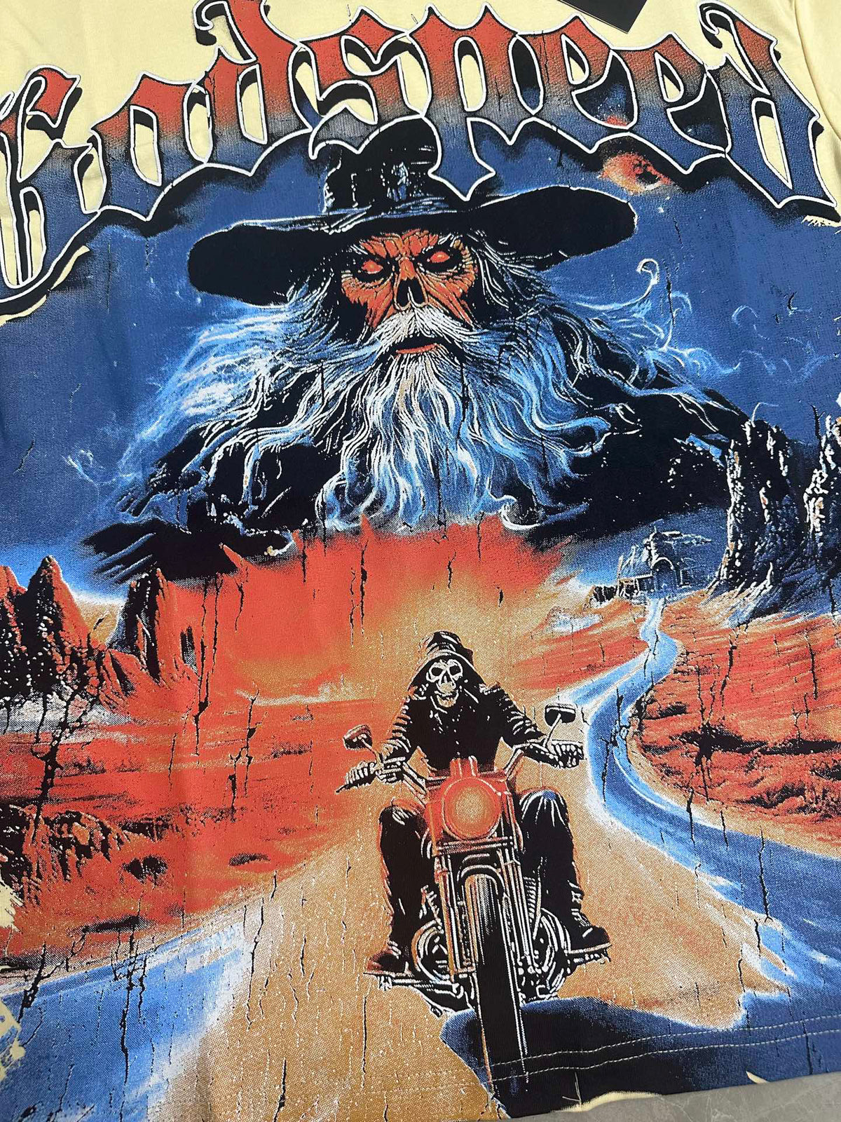Godspeed Desert Wizard Biker Short Sleeve Tee (Cream Yellow)