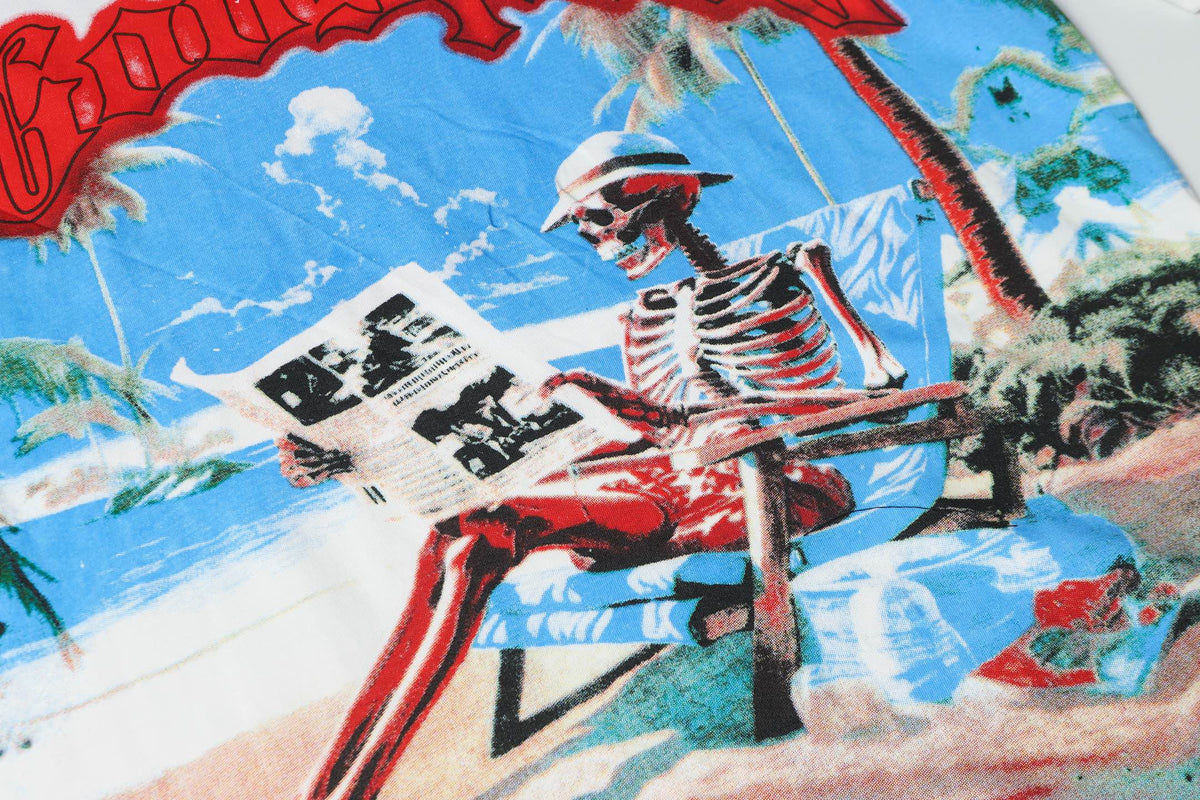 **Godspeed Beach‑Skeleton Vacation Vintage Short‑Sleeve Tee (White)**