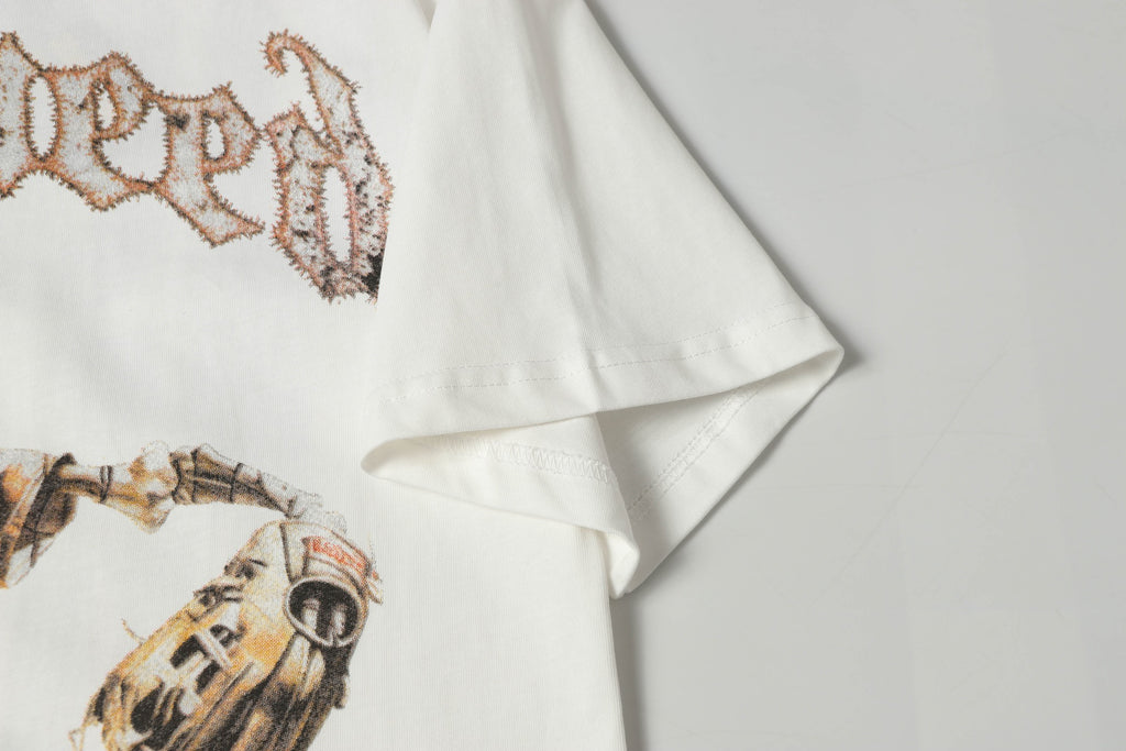 Godspeed Skeleton Baseball Pitcher "Out Of Many, One" Double‑Sided Graphic T‑Shirt