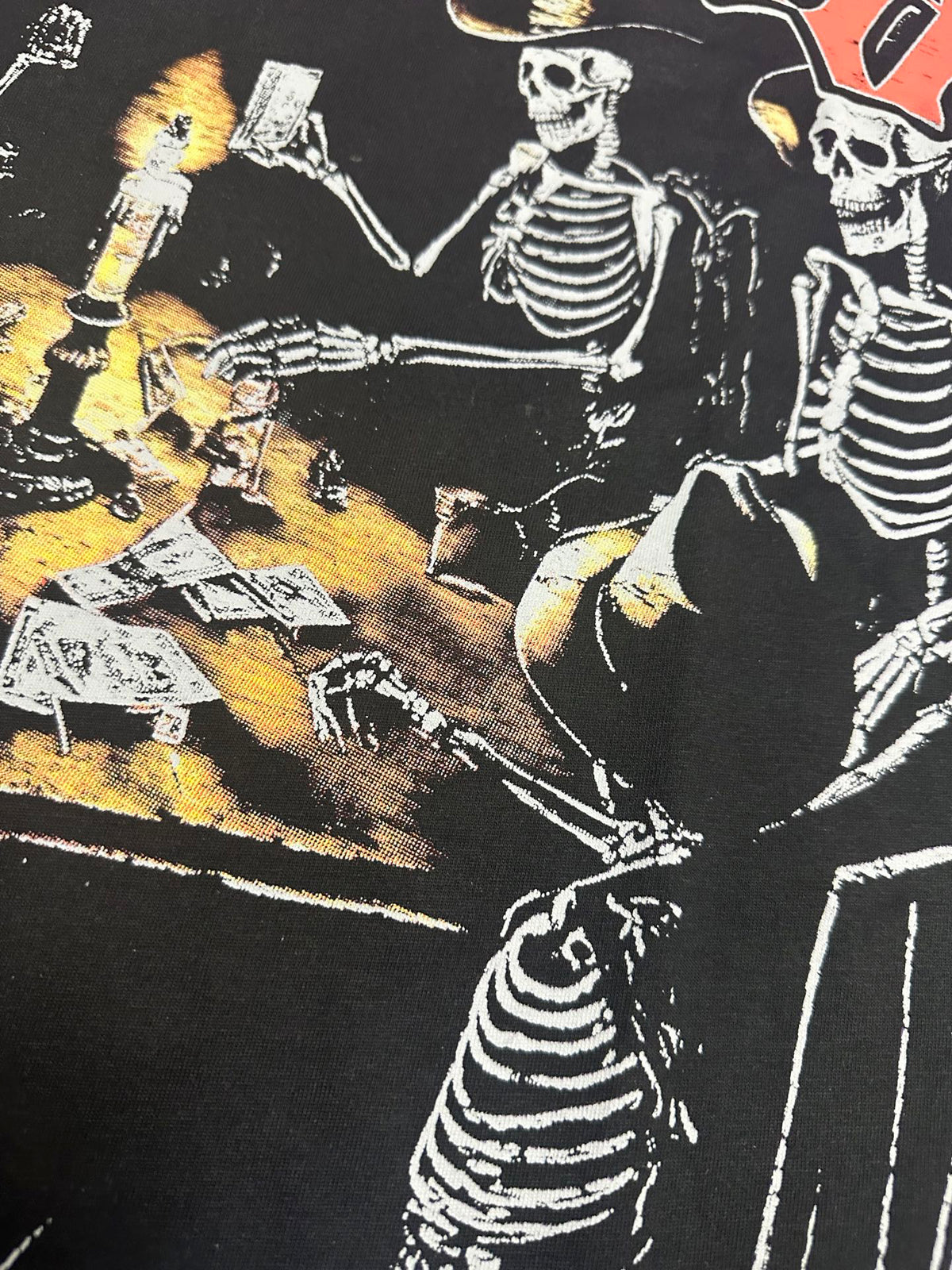 Godspeed Skeleton Cowboys Poker Game Vintage Short‑Sleeve Tee (Purple)