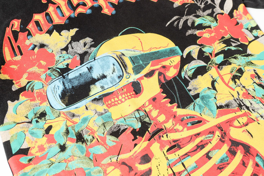 Godspeed VR Flower Skeleton Short‑Sleeve T‑Shirt (Black)