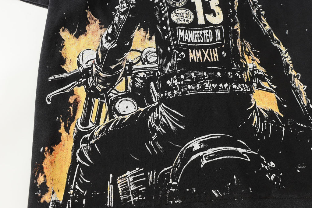 Godspeed Biker Skeleton Vintage Graphic Tee
