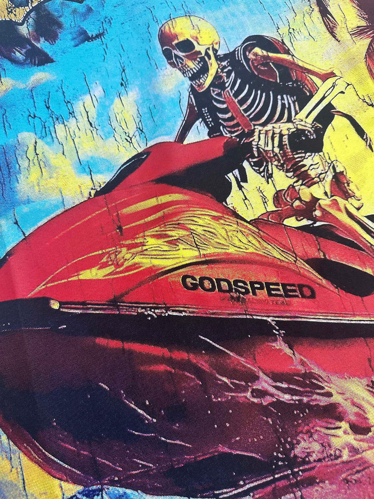 Godspeed Skeleton Jet‑Ski Summer Vintage Short‑Sleeve Tee (White)