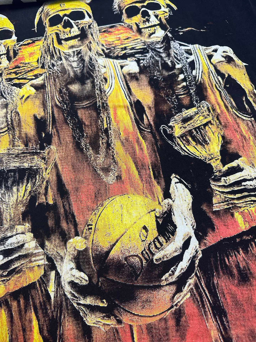 Godspeed Basketball Champion Skeletons Vintage Short‑Sleeve Tee (Washed Black)