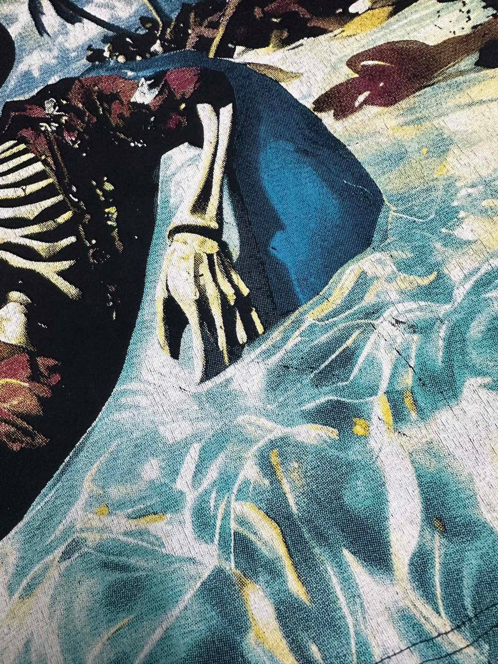 Godspeed Beach Vacation Skeleton Vintage Short‑Sleeve Tee (Washed Black)