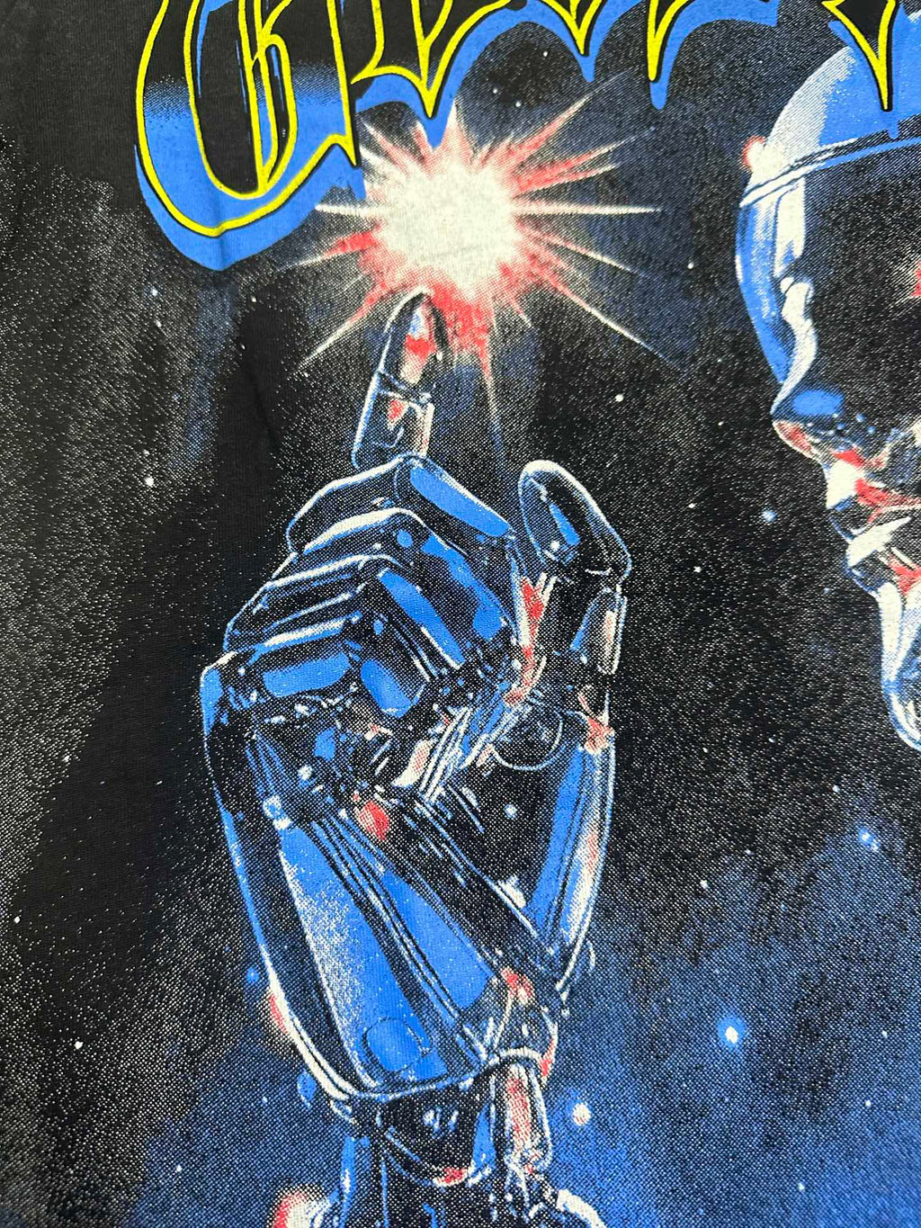 Godspeed Blue Space Robot Vintage Short‑Sleeve Tee (Washed Black)