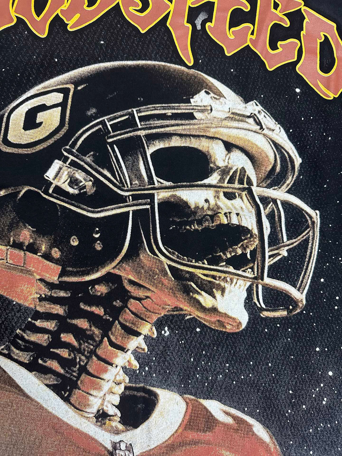 Godspeed Football Skeleton Vintage Short‑Sleeve Tee (Washed Black)