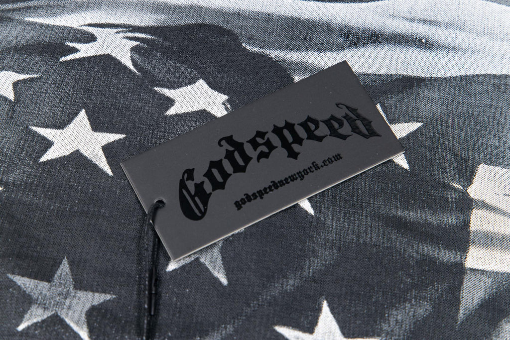 Godspeed American Flag Hooded Skeleton Short‑Sleeve T‑Shirt (Black)