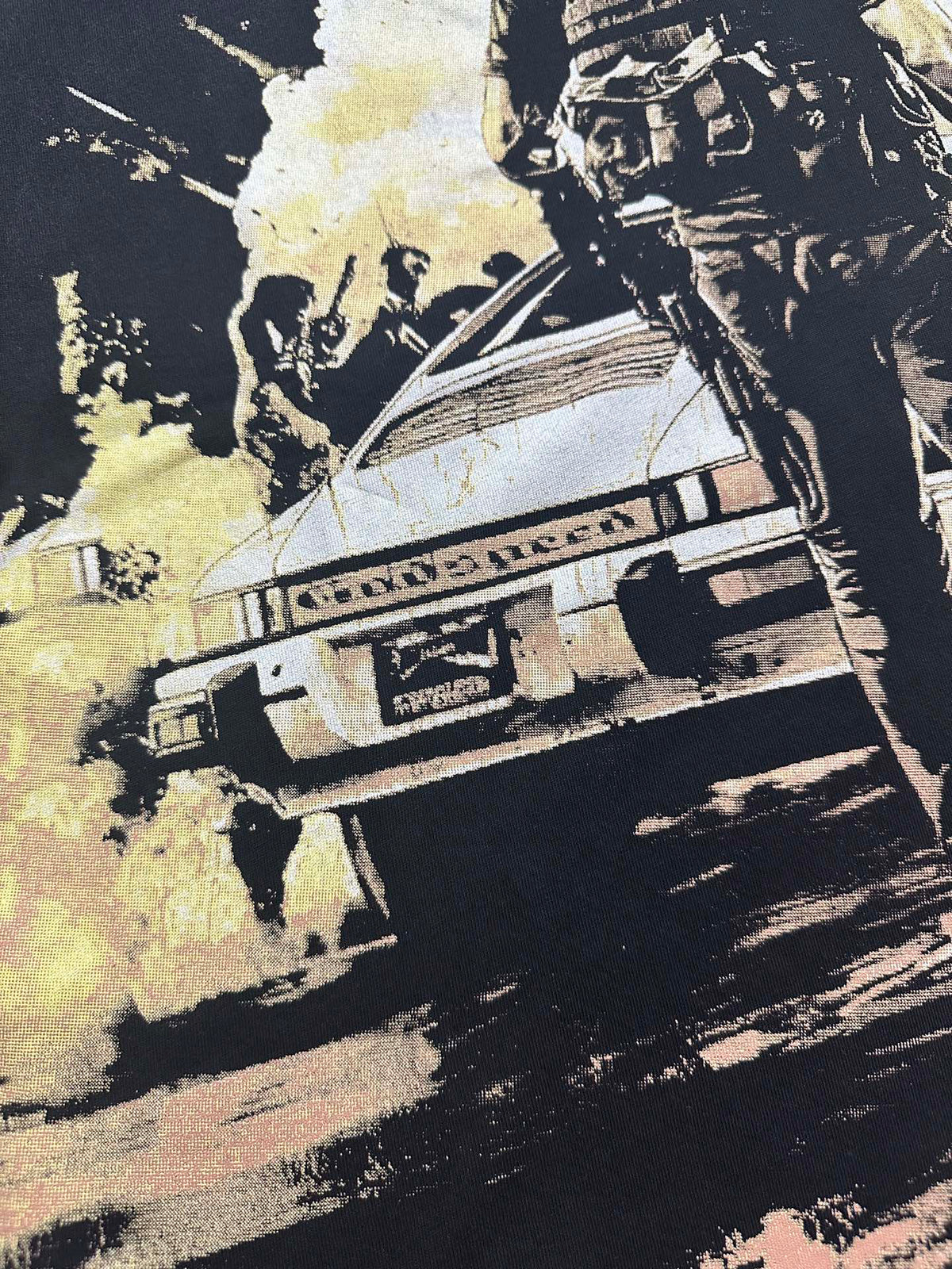 Godspeed Action Scene Retro Car Vintage Short‑Sleeve Tee (Washed Black)
