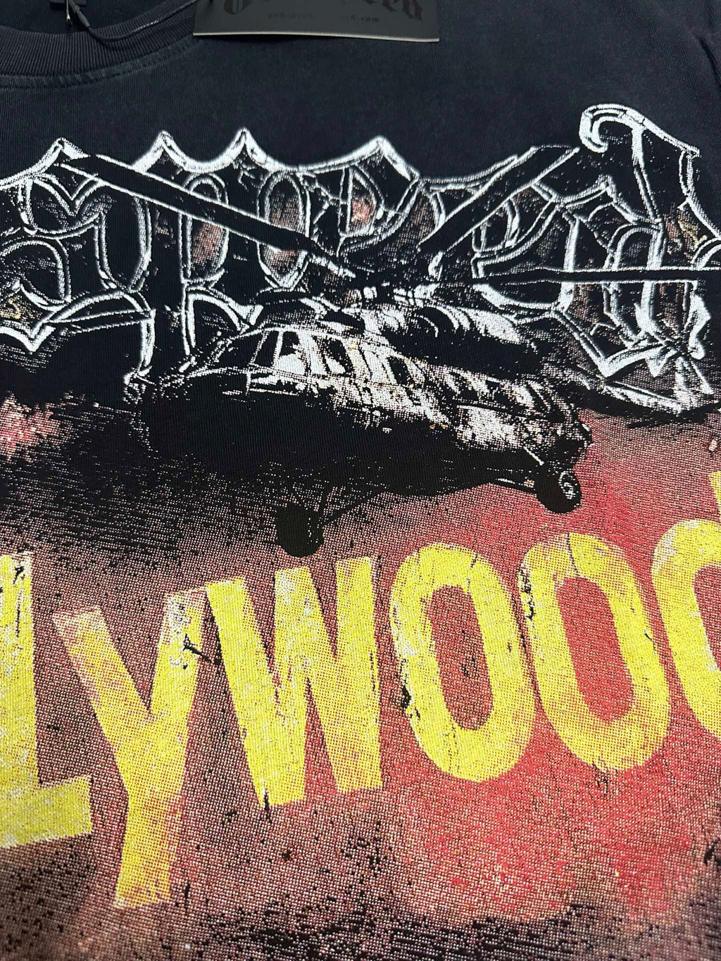 Godspeed Hollywood Pray For Los‑Angeles Vintage Short‑Sleeve Tee (Washed Black)