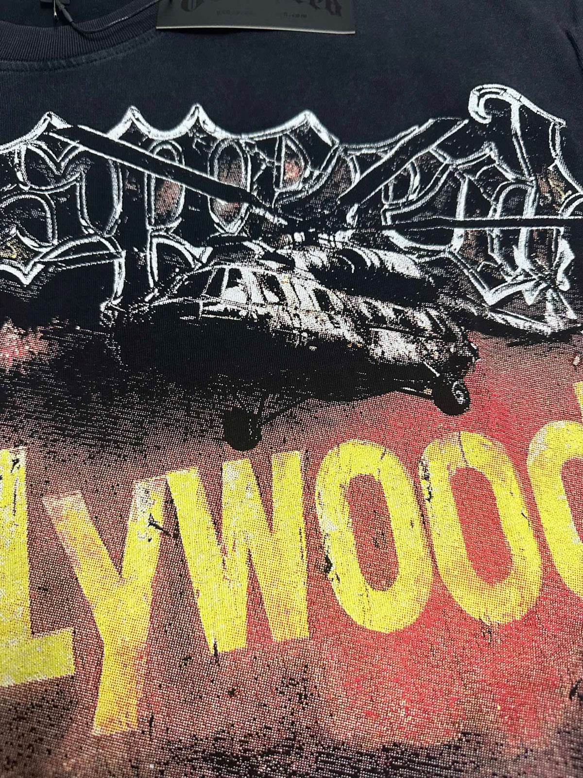 Godspeed Hollywood Pray For Los‑Angeles Vintage Short‑Sleeve Tee (Washed Black)