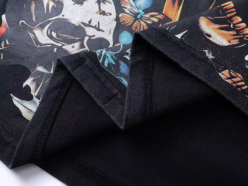 Godspeed Psychedelic Floral Skull Short‑Sleeve T‑Shirt (Black)