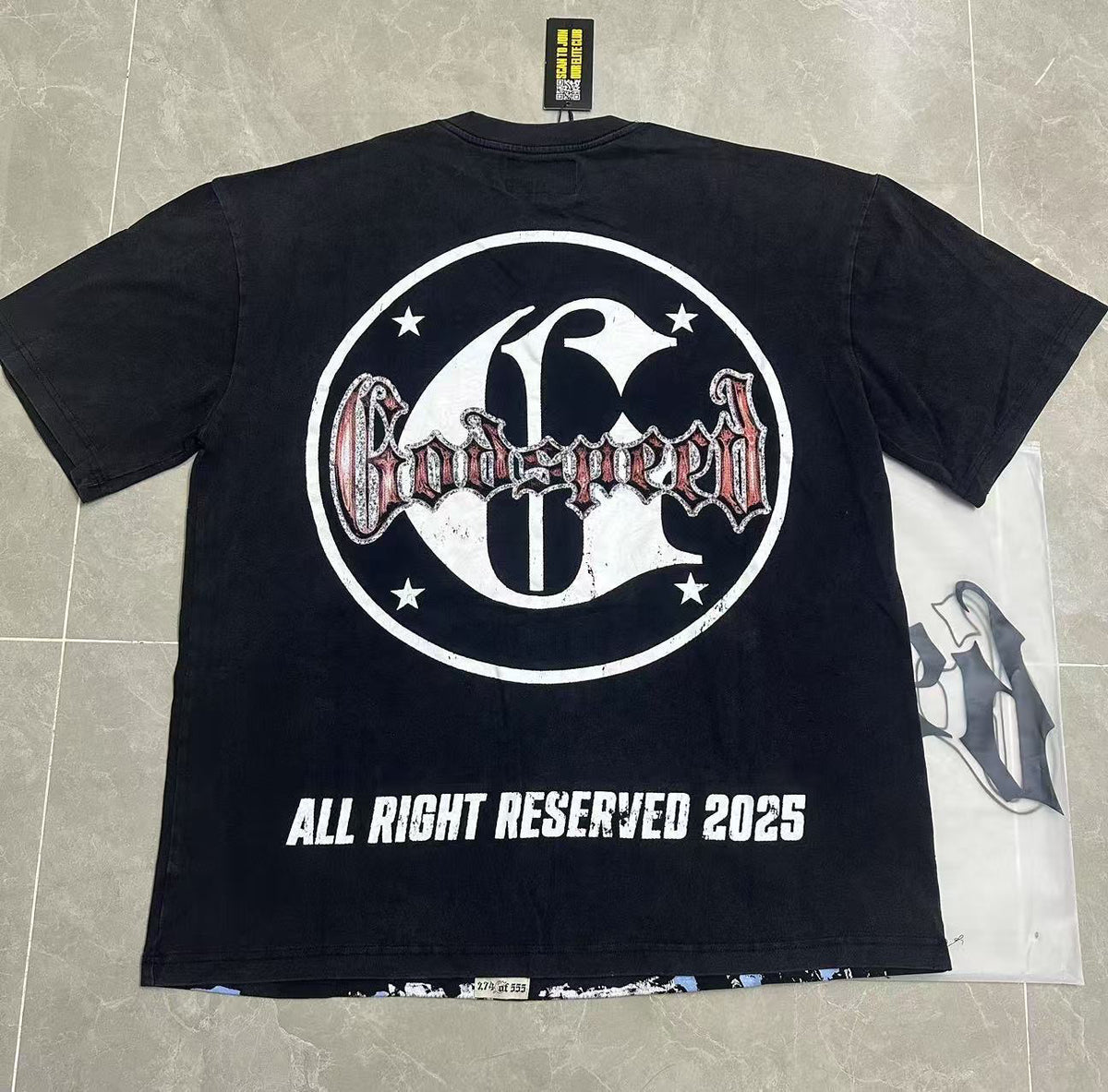 Godspeed Grim Reaper Graffiti Alley Vintage Short‑Sleeve Tee (Washed Black)